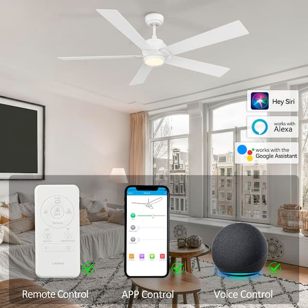 Aspen II 60 in. Dimmable LED Indoor/Outdoor White Smart Ceiling Fan with Light and Remote, Works with Alexa/Google Home