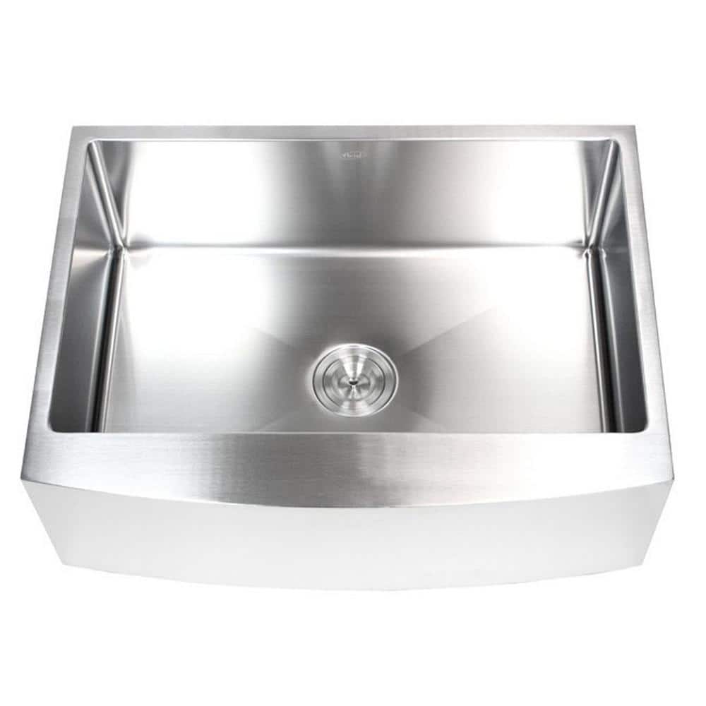 eModernDecor 33 in. x 21 in. x 10 in. 16-Gauge Stainless Steel Farmhouse Apron Curve Front Single Bowl Kitchen Sink, Silver -  EFS3321R