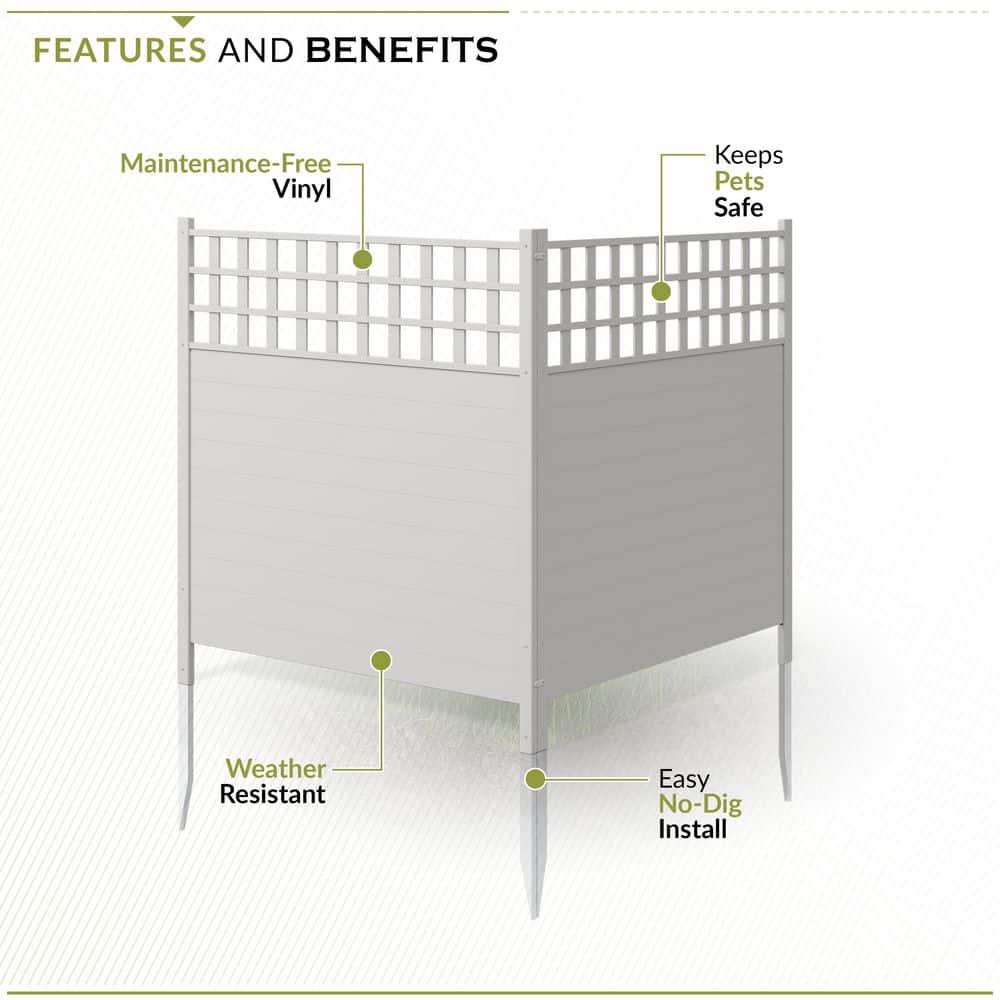 Keswick White Vinyl Lattice-Top Privacy Fence Panels, 3.5-ft