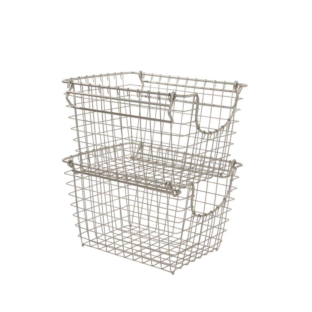 Aoibox Stackable Metal Wire Storage Basket Set for Pantry, Countertop, Kitchen or Bathroom - Black, Set of 3