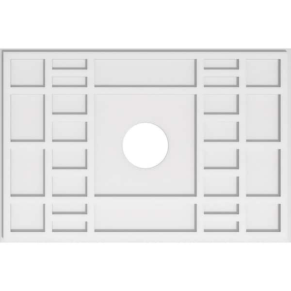 Ekena Millwork 38 in. W x 25-3/8 in. H x 6 in. ID x 1 in. P Beaux Architectural Grade PVC Contemporary Ceiling Medallion