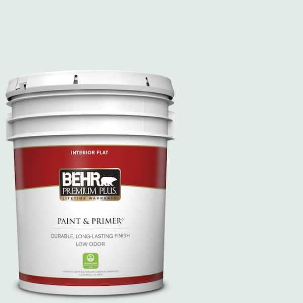 BEHR PREMIUM PLUS 5 gal. #ICC-37 Beach Glass Flat Low Odor Interior Paint & Primer