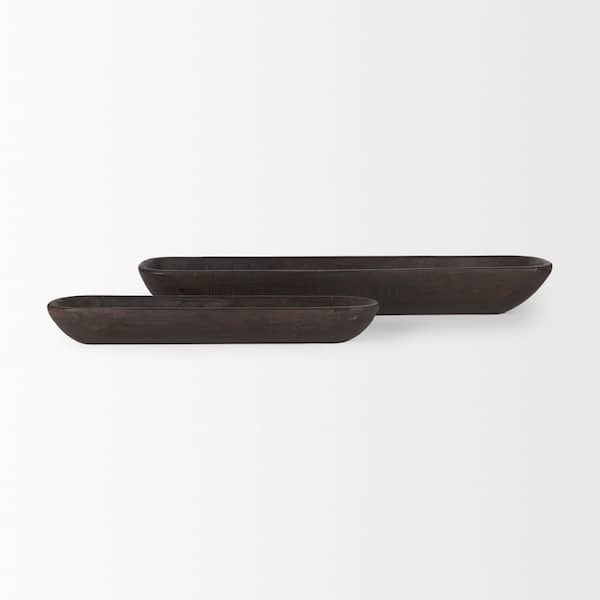 Mercana Athena Set of 2 Extra Large Black Brown Reclaimed Wood Trays