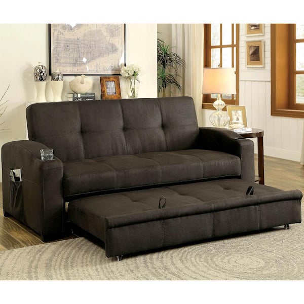 Stais 75 in. Dark Brown Polyester Futon Sofa