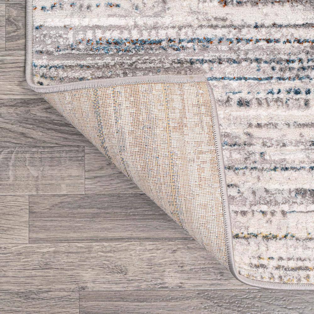 Gray and Blue Striped Synthetic 4' x 6' Area Rug