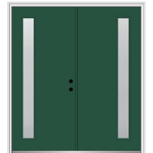 60 in. x 80 in. Viola Left Hand Inswing 1-Lite Frosted Painted Fiberglass Smooth Prehung Front Door on 4-9/16 in. Frame