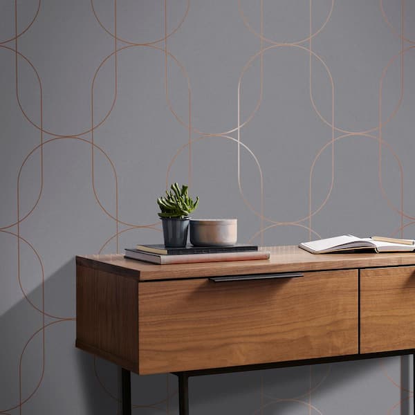 Palais Grey and Rose Gold Geometric Paste the Wall Wallpaper