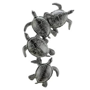 Sea Turtle Quartet Design Aluminum Verdigris Finish Wall Art