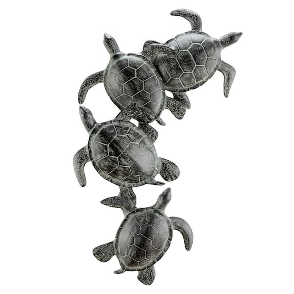 Unbranded Sea Turtle Quartet Design Aluminum Verdigris Finish Wall Art