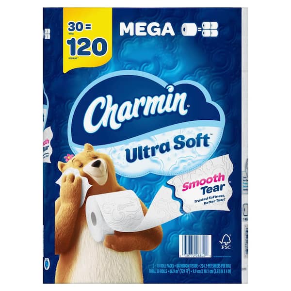 Charmin Ultra-Soft Smooth Tear Toilet Paper (30 Mega Rolls)