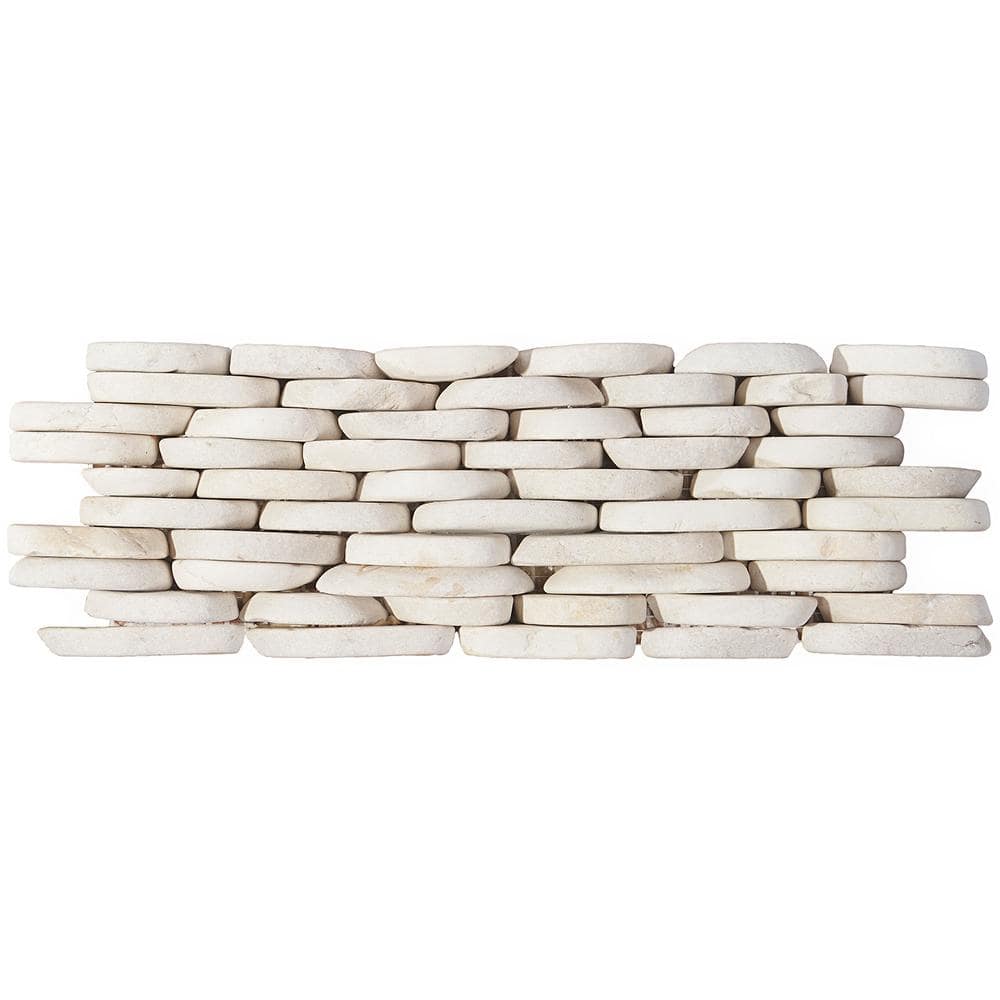 Natural White Slate Stacked Wall Mosaic Tile