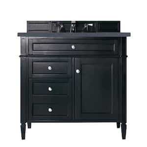 Brittany 36 in. W x 23.5 in.D x 34 in. H Single Bath Vanity in Black Onyx with Quartz Top in Charcoal Soapstone