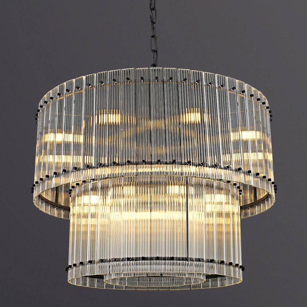16 Light 37 in. Round Dimmable Tiered Black Chandelier Crystal Accents for Kitchen Island, living Room(Bulbs Included) price history on PriceWatchPro