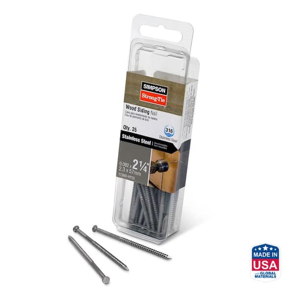Simpson Strong-Tie 7d x 2-1/4 in. Annular-Ring Shank Type 316 Stainless Steel Wood Siding Nail (35-Pack)
