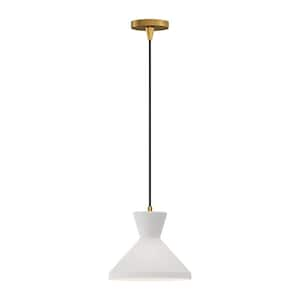 Betty 10 in. 1 Light 60-Watt Aged Gold/Opal Glass Pendant Light