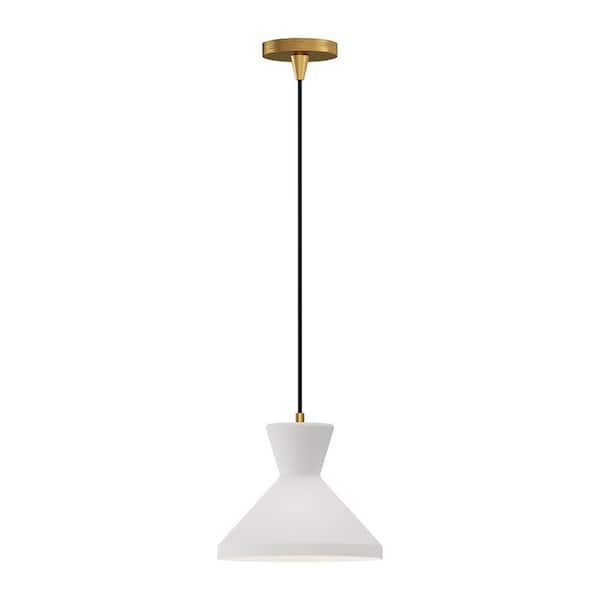 ALORA MOOD Betty 10 in. 1 Light 60-Watt Aged Gold/Opal Glass Pendant Light