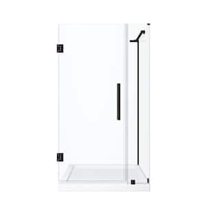 Tampa-Pro 36 in. L x 36 in. W x 75 in. H Square Corner Shower Kit w/Pivot Frameless Shower Door in ORB and Shower Pan