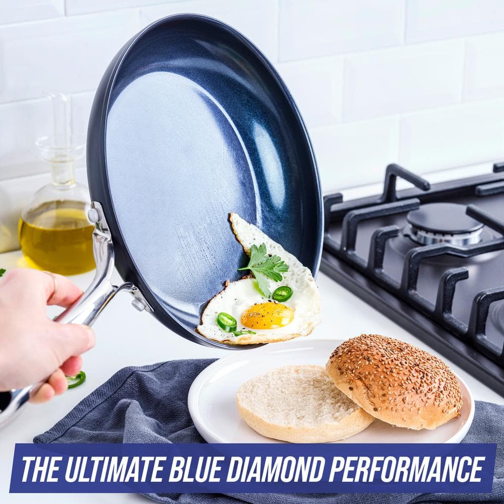 Blue Diamond 10-Piece Nonstick Aluminum Cookware Set with Glass Lids