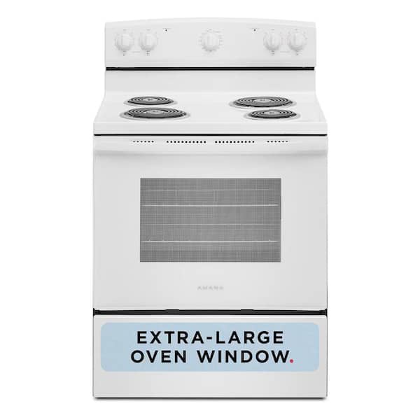 30 in. 4 Elements Freestanding Electric Range in White with Extra-Large Oven Window