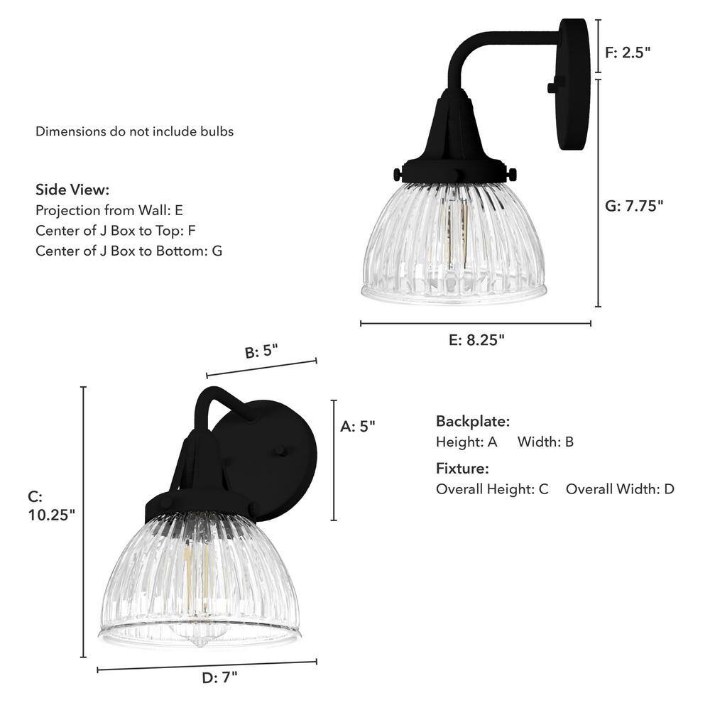 Cypress Grove Medium Black Iron Outdoor Wall Sconce with Clear Glass Shade