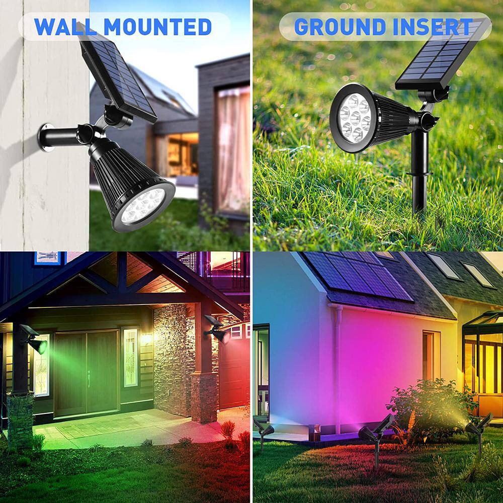 Color Changing Solar LED Outdoor Spotlight Set - 4 Pack