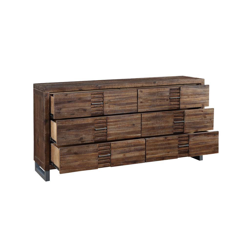 White Industrial 6-Drawer Dresser with Felt Lined Drawer