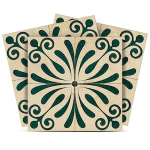 Dark Green and Antique White R102 12 in. x 12 in. Vinyl Peel and Stick Tile (24-Pack)