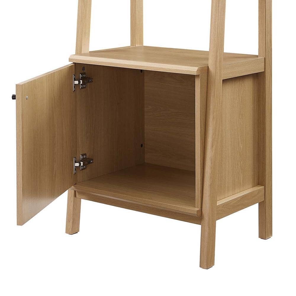 Bixby Oak 21" Slim Tiered Bookshelf with Concealed Storage