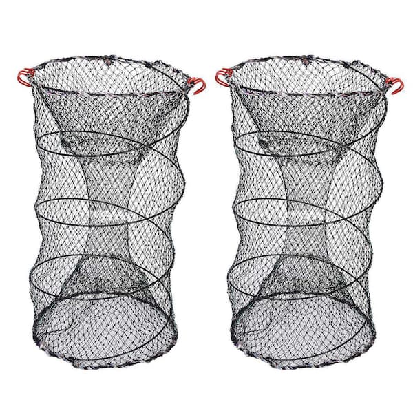 2-Pieces Crab Trap Bait Nets Shrimp Prawn Crayfish Lobster Bait Fishing Pot  Cage Basket