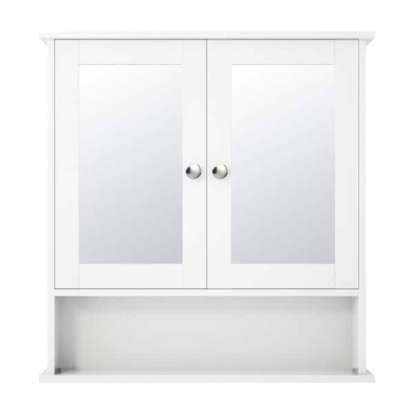 WELLFOR 22.25-in x 23-in x 5.25-in White Bathroom Wall Cabinet