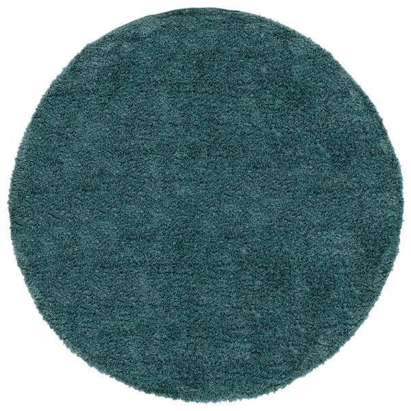 SAFAVIEH August Shag Green 7 ft. x 7 ft. Solid Round Area Rug
