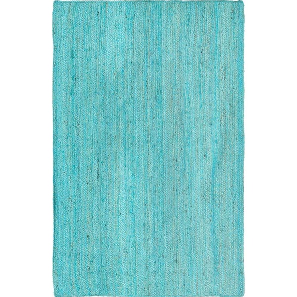 Unique Loom Braided Jute Dhaka Turquoise 5' 1 x 8' 0 Area Rug