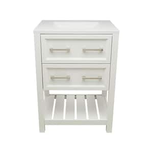 Tremblant 25 in. W x 19 in. D x 36 in. H Bath Vanity in White with White Cultured Marble Top