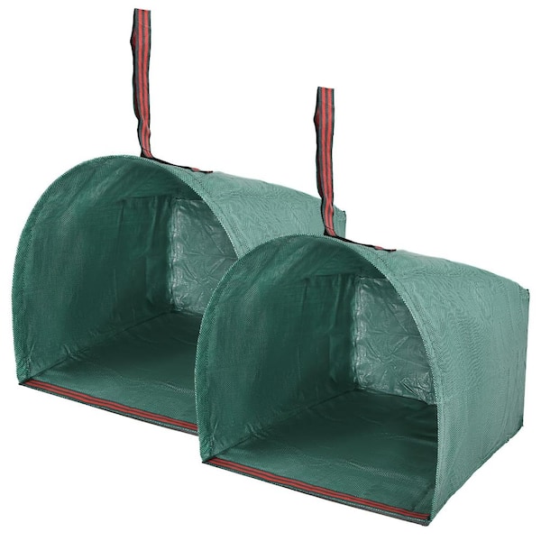 53 Gallon Reusable Garden Waste Bags 2 Pack Dustpan Style Leaf Collector with Reinforced Handles for Leaves Grass and La