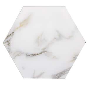 Tuscan Design Calacatta Gold Hexagon 8 in. x 8 in. Marble Look Glass Wall Tile (8 sq. ft./Case)
