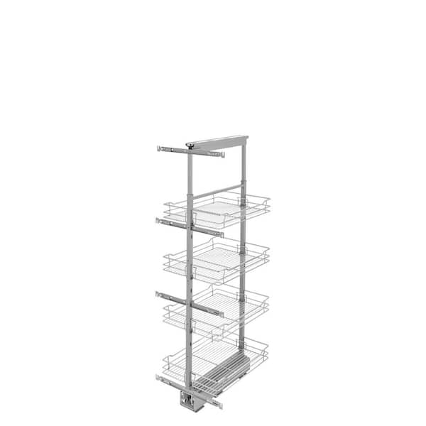 Rev-A-Shelf 16 in. Chrome 4-Basket Pull-Out Pantry with Soft-Close Slides