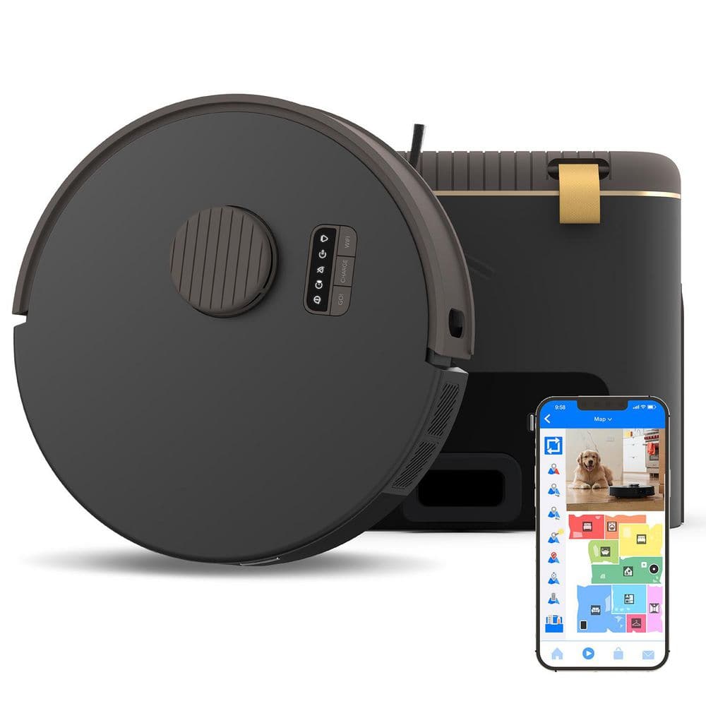Bio Robot Vacuum & Mop with Smart Navigation in Rock Black, with Odor Filtering 100-Day Dock, Made of Bio-Based Plastic