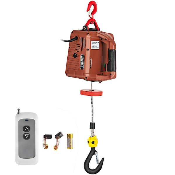 VEVOR 500kg/1100lbs Electric Hoist Winch Portable Crane 25ft Lifting Height  Wireless or Wire Remote Control for Transportation