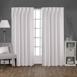 Vanilla Sateen Solid 30 in. W x 96 in. L Noise Cancelling Thermal Pinch Pleat Blackout Curtain (Set of 2)