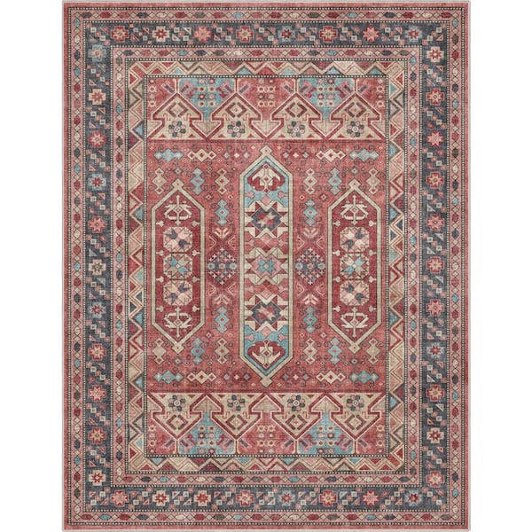 Well Woven Red 9 ft. 10 in. x 13 ft. Apollo Praha Vintage Global Tribal Area Rug