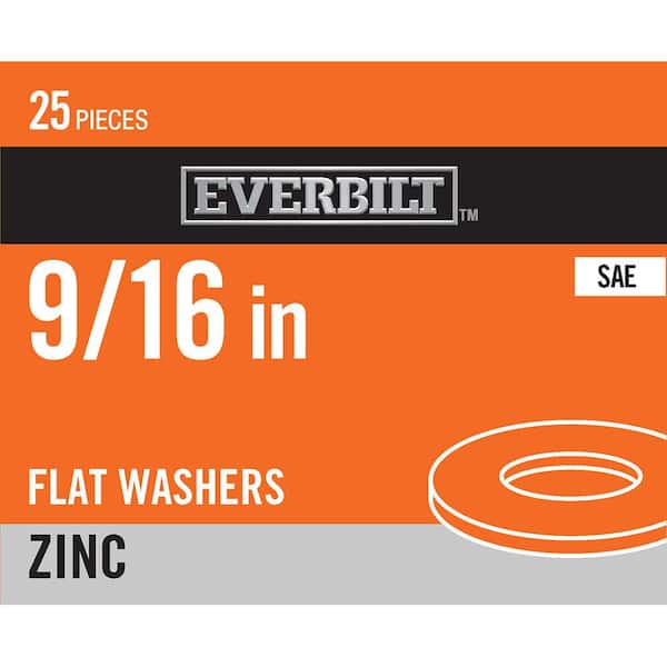 Everbilt 9/16 in. Zinc Flat Washer (25-Pack)
