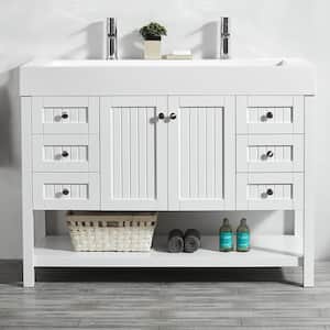 Pavia 48 in. W x 20 in. D Vanity in White with Acrylic Vanity Top in White with White Basin