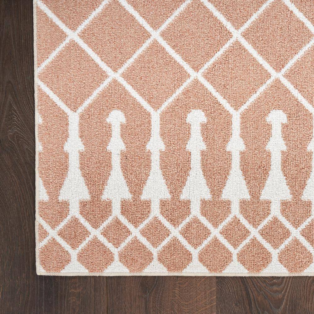 Copper and Ivory Trellis 4' x 6' Washable Synthetic Area Rug
