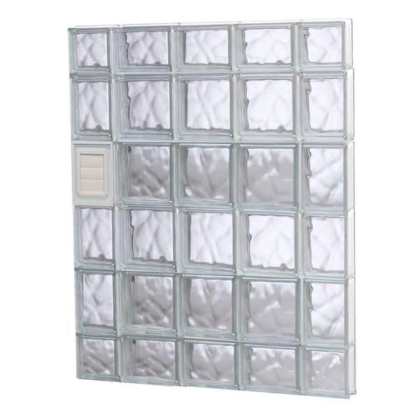 Clearly Secure 34.75 in. x 42.5 in. x 3.125 in. Frameless Wave Pattern Glass Block Window with Dryer Vent