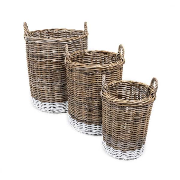 Better Homes & Gardens Poly Rattan Storage Basket Set with Handles, 2-Piece