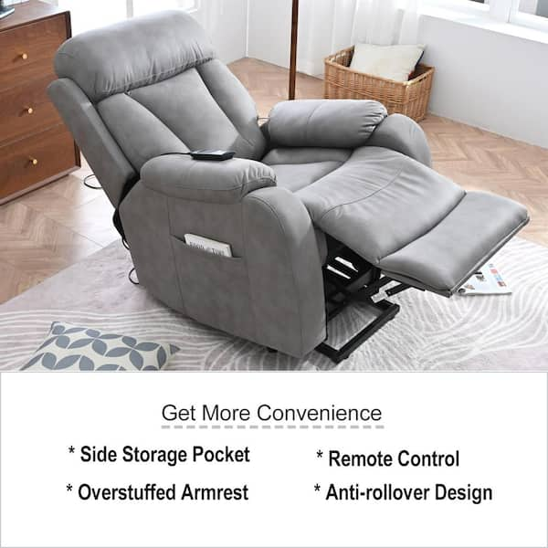 Merax Light Gray Polyester Power Lift Recliner with Remote Control