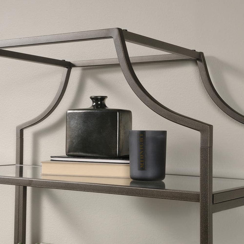 Elegant Bronze Metal & Glass 70" Luxe Display Bookcase