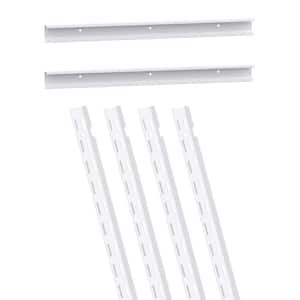 ShelfTrack 24 in. White Hang Track (2 Pieces) and 60 in. x 1 in. White Standard (4 Pieces)