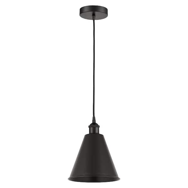 Innovations Edison Cone 100-Watt 1-Light Matte Black Standard Mini Pendant Light with Metal Shade