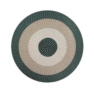 Country Stripe Braid Collection Hunter Stripe 96" Round 100% Polypropylene Reversible Area Rug